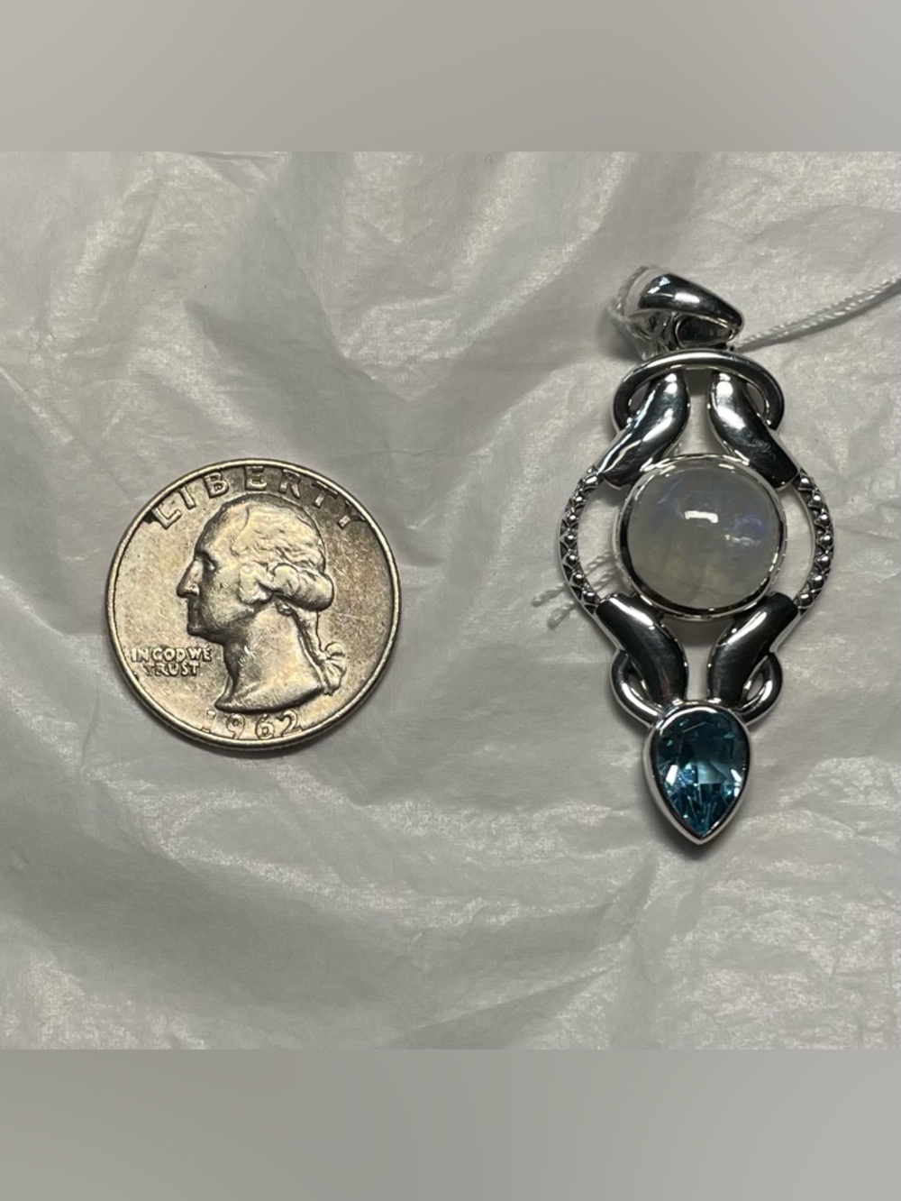 Moonstone and blue topaz pendant